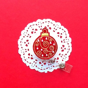 Christmas Badge Reel, Glitter Badge Holder, Ornament ID Holder, Seasonal Gifts For Nurses, Glittery Badge Reels, Holiday ID Badge Reel Gift