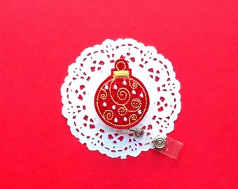 Christmas Badge Reel, Glitter Badge Holder, Ornament ID Holder, Seasonal Gifts For Nurses, Glittery Badge Reels, Holiday ID Badge Reel Gift