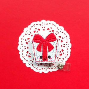 Christmas Badge Reel,Glitter Badge Reel,Present Badge Reel, ID Badge Holder,Christmas Badge Holder,Gift ID Badge Reel Interchangeable Badge
