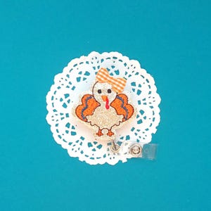 Turkey Badge Reel, Glitter Badge Holder, Fall Badge ID Holder, ID Badge Holder, Nurse Badge Reel, Thanksgiving Badge Reel, Cute Badge Clip