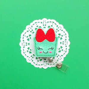 Christmas Badge Reel,Glitter Badge Holder,Present Badge Reel, ID Badge Holder,Christmas Badge Reel,Gift ID Badge Reel Interchangeable Badge