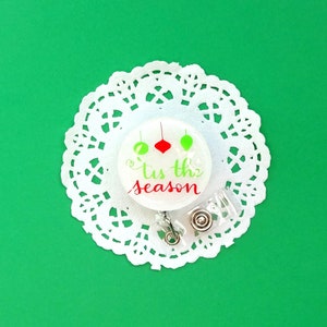Tis the Season Badge Reel, Glitter Acrylic Badge Holder, Christmas Badge Reel, Holiday Badge Reel, Interchangeable Badges, Gifts For Nurses