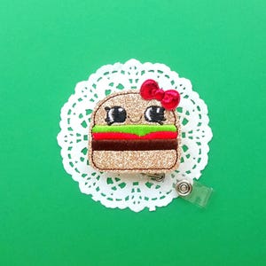 Funny Hamburger Badge Reel ID Holder Clip