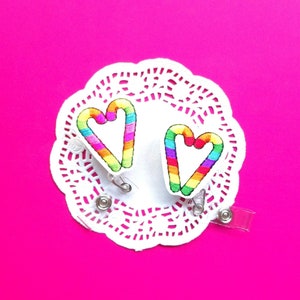 Rainbow Candy Cane Badge Reel, Glitter Badge Holder, Christmas ID Holder, Christmas Badge Reel, Holiday ID Badge Reel, Interchangeable Badge