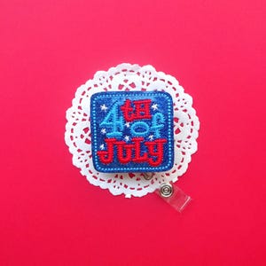 Patriotic Badge Reel, 4th of July Badges, Red White & Blue, Glitter Badge Reels, Patriotic Clips, Holiday Planner Clip, Glitter Paperclip