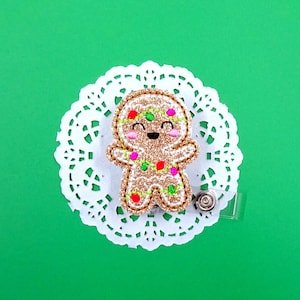 Gingerbread Badge Reel, Glitter Badge Reel, Christmas Lights Badge Reel, Holiday ID Badges, Nurse Badge Holders, Name Badge Clip, Cute Gifts