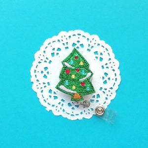 Christmas Tree Badge Reel, Glitter Badge Holder, Christmas Badge Reel,  ID Badge, Nurse Badge Reel, Fun Badge Reel(Set of 1)