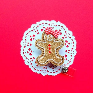 Christmas ID Badge,Glitter Badge Reel,Gingerbread Badge Reel,Badge Holder, ID Badge,Medical-Nurse Badge-Badge Reel ClipInterchangeable Badge