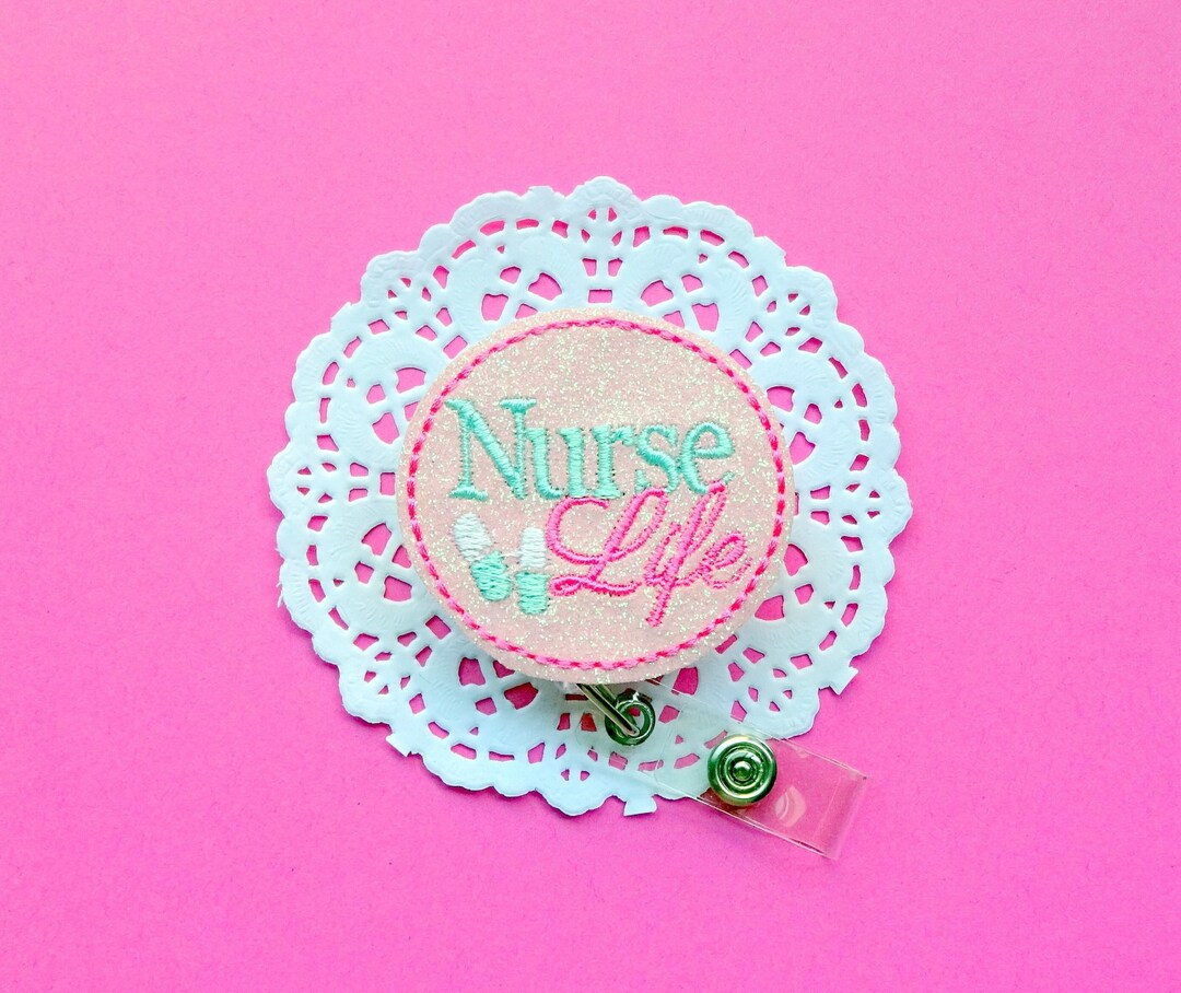 Nurse Life Badge Reel, Glitter Badge Reel, Retractable Badge Reel