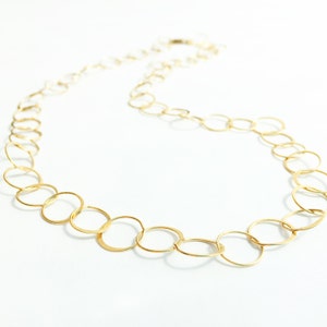 18 inch Chain Necklace of Gold Hammered Large Links / gold fill, round links, delicate, mid length, simple