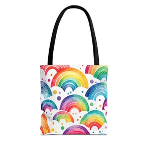 Rainbow Tote Bag For Kids, Birthday Gift Totes, Babyshower Totebag, Easter Totes, Custom Kids Name Tote bag,Rainbow Totes,Gender Reveal gift