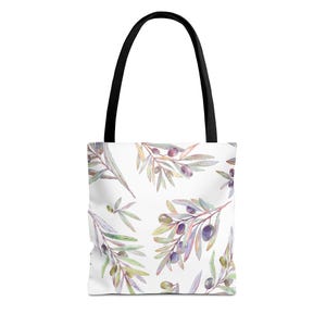 Mediterranean Tote Bag, Italy Tote Bag, Greece Tote Bag, Floral Olive Tote Bag, Olive bag, Aesthetic tote bag, Reusable bag, Floral Tote Bag