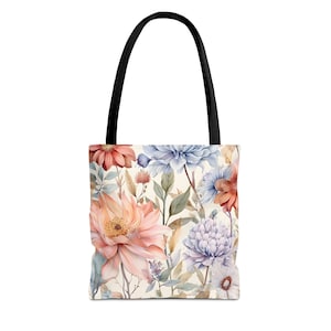 Floral Tote Bag flower tote canvas wildflower bag eco friendly bag aesthetic tote bag reusable bag gift for plant lover tote flower bag cute