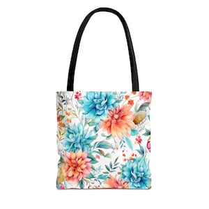 Floral Tote Bag flower tote canvas wildflower bag eco friendly bag aesthetic tote bag reusable bag gift for plant lover tote flower bag cute