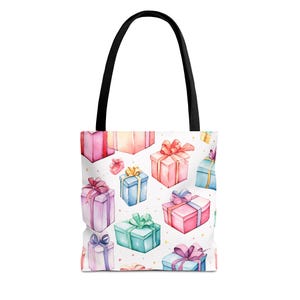 Watercolor Gift Tote Bags, Family Christmas Gift Bag, Christmas Tote Bags, Gift Bag, Kids Christmas Totes, Santa Gift Bag, Christmas Totes