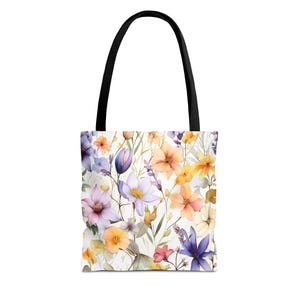 Floral Tote Bag flower tote canvas wildflower bag eco friendly bag aesthetic tote bag reusable bag gift for plant lover tote flower bag cute