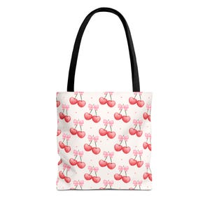 Watercolor Pink Ribbon Tote Bag, Pink Bow Coquette Bag, Pink Ribbon Bag, Custom Gift for Her, Cute Gift for Her, Cute Bag for Her