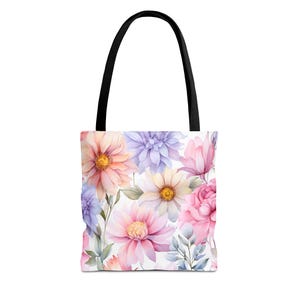 Floral Tote Bag flower tote canvas wildflower bag eco friendly bag aesthetic tote bag reusable bag gift for plant lover tote flower bag cute