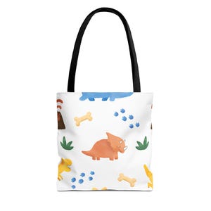 Watercolor Dinosaurs Tote Bag, Dinosaurs Canvas Tote For Kids, Personalized Book Bag, Gift For Girls, Birthday Gifts, Christmas Gifts, Boys
