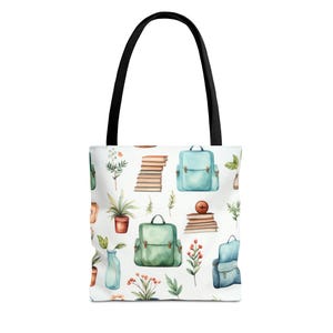 Watercolor Book Lovers Tote Bag, Everyday Tote Gift for Book Lover, Gift For Bookworms, Gift For Teachers, Tote Library Aesthetic Tote Bag