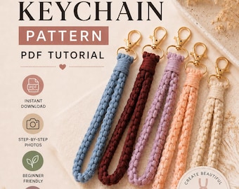 Macrame Keychain Pattern PDF | Beginner DIY Tutorial | Boho Keychain Digital Download