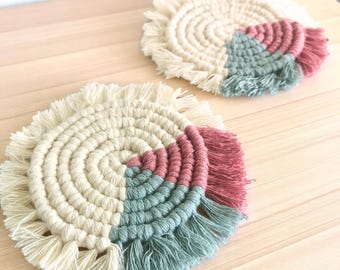 Handmade Macrame Coasters, Boho Home Decor