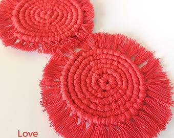 Handmade Macrame Coasters: Boho Home Decor, Natural Cotton
