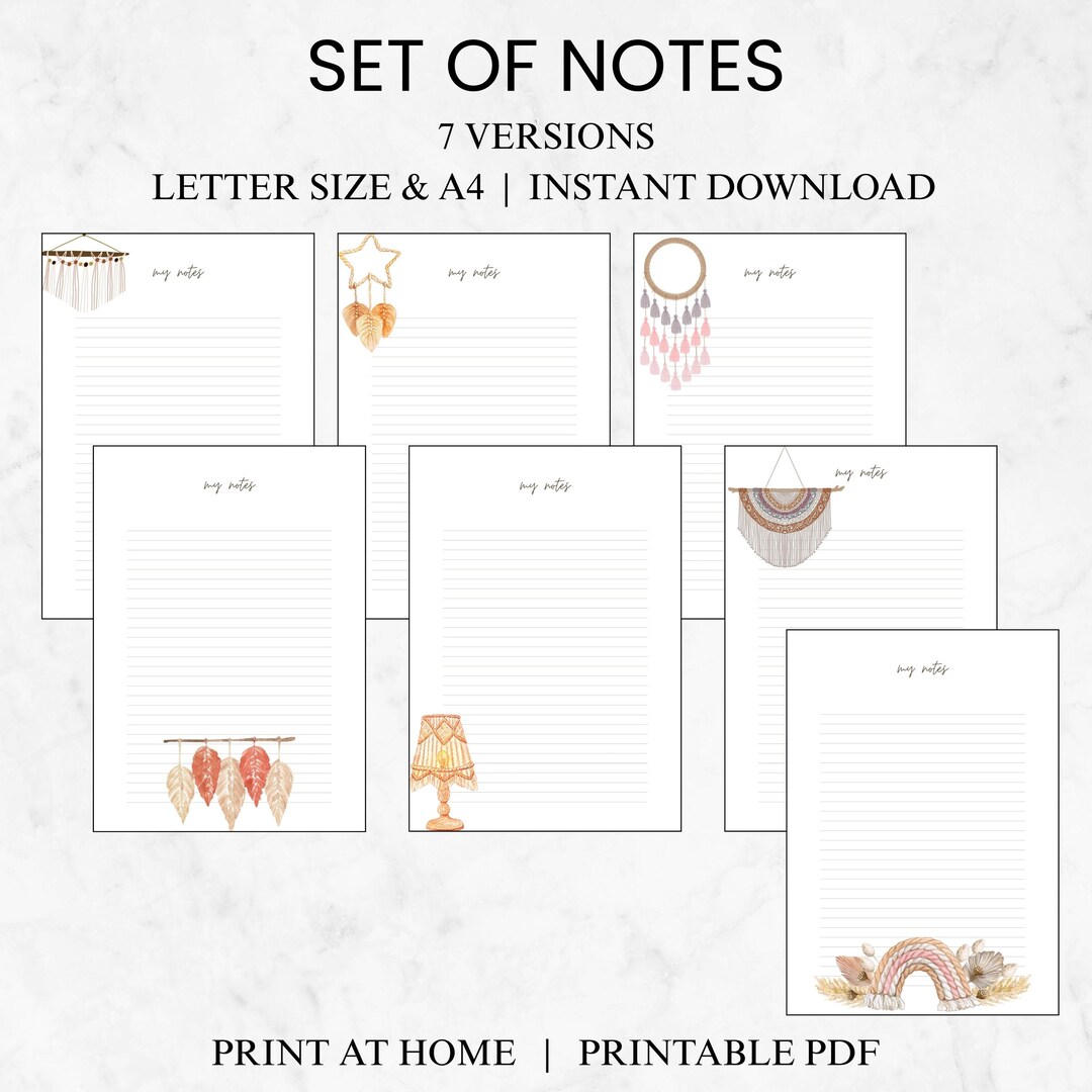 Boho Macrame Notes – Printable Rustic PDF Template - Etsy