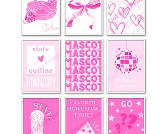 Custom College Wall Art Digital Download Prints - Aesthetic and Trendy - Set of 9
