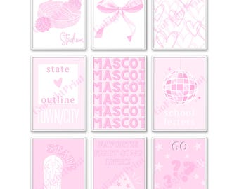 Custom College Wall Art Digital Download Prints - Aesthetic and Trendy - Set of 9