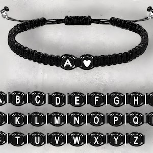 Pulseras de corazón con inicial personalizadas / Pulseras ajustables con nombre de la A a la Z hechas a mano / Joyería trenzada de la amistad / Regalo para el Día del Padre