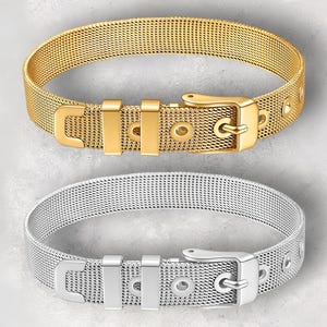 Stainless Steel Mesh Watch Strap, Adjustable Bracelet, Stacking Bangle, Gift for Her, Best Friend Gift, Elegant Accessory