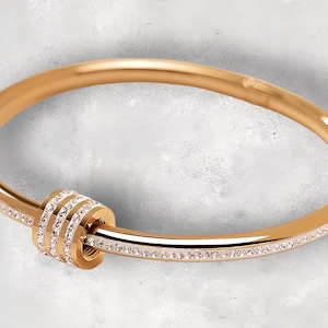 Brazalete clásico de acero inoxidable con circonitas para mujer, pulsera con tornillos circulares, joyería elegante para mujer, accesorios de moda, idea de regalo