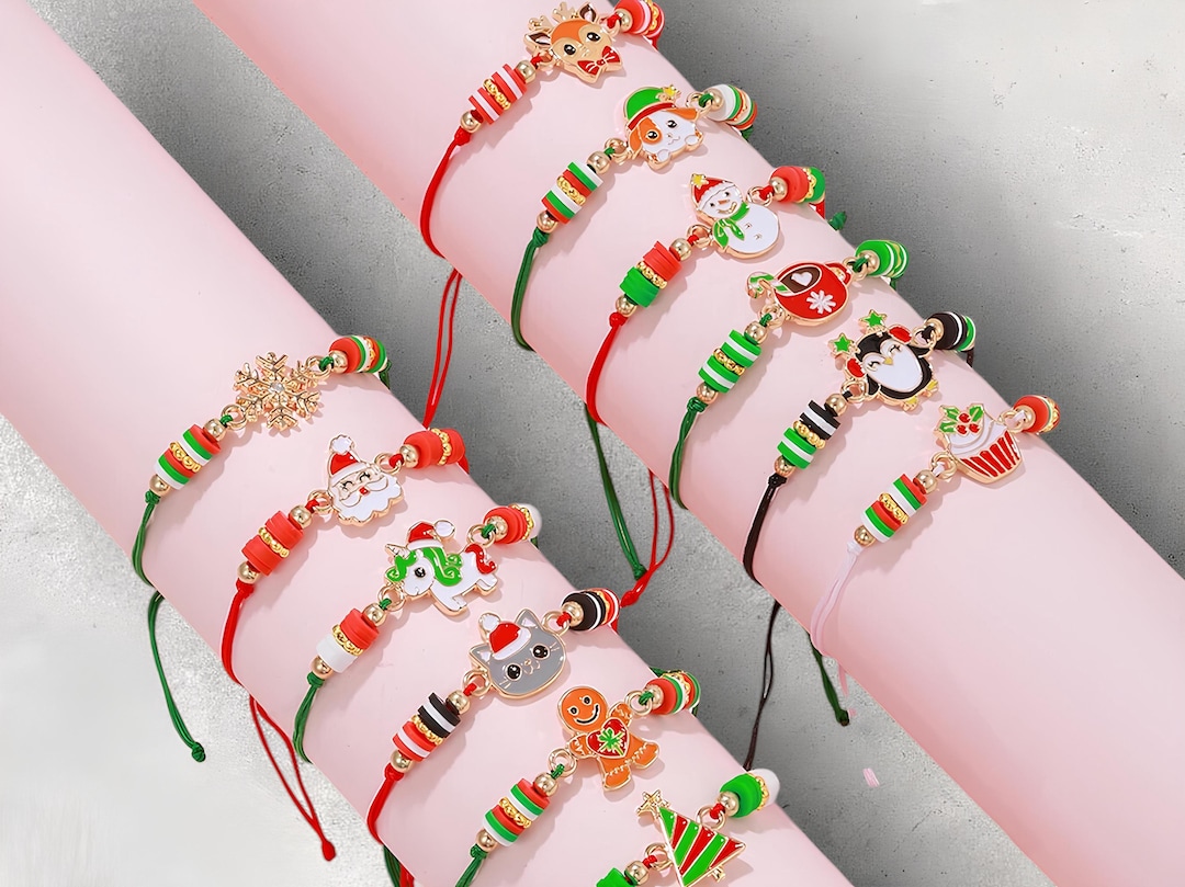 12-piece Adjustable Rope Bracelet Set for Women – Christmas Themed ...