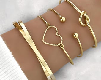 4pcs Stainless Steel Bracelets Set | Men's Fashion Woven Twist Bangles | Women's Jewelry Streetwear Gifts