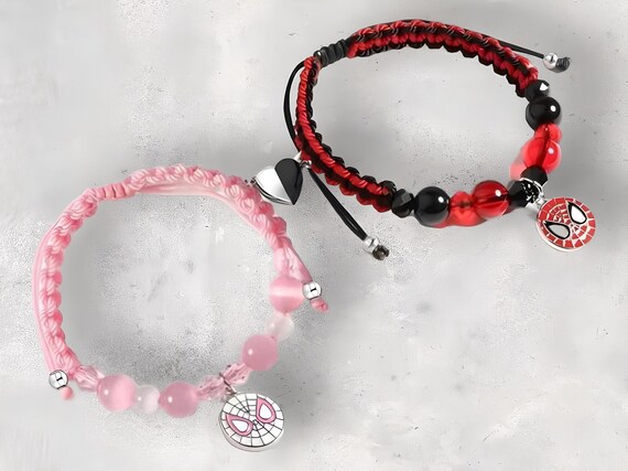 2 Bracciali Dell'Amicizia A Tema Ragno, Per Coppia O Migliori Amiche, Con Cristalli - Regalo Simpatico - 2