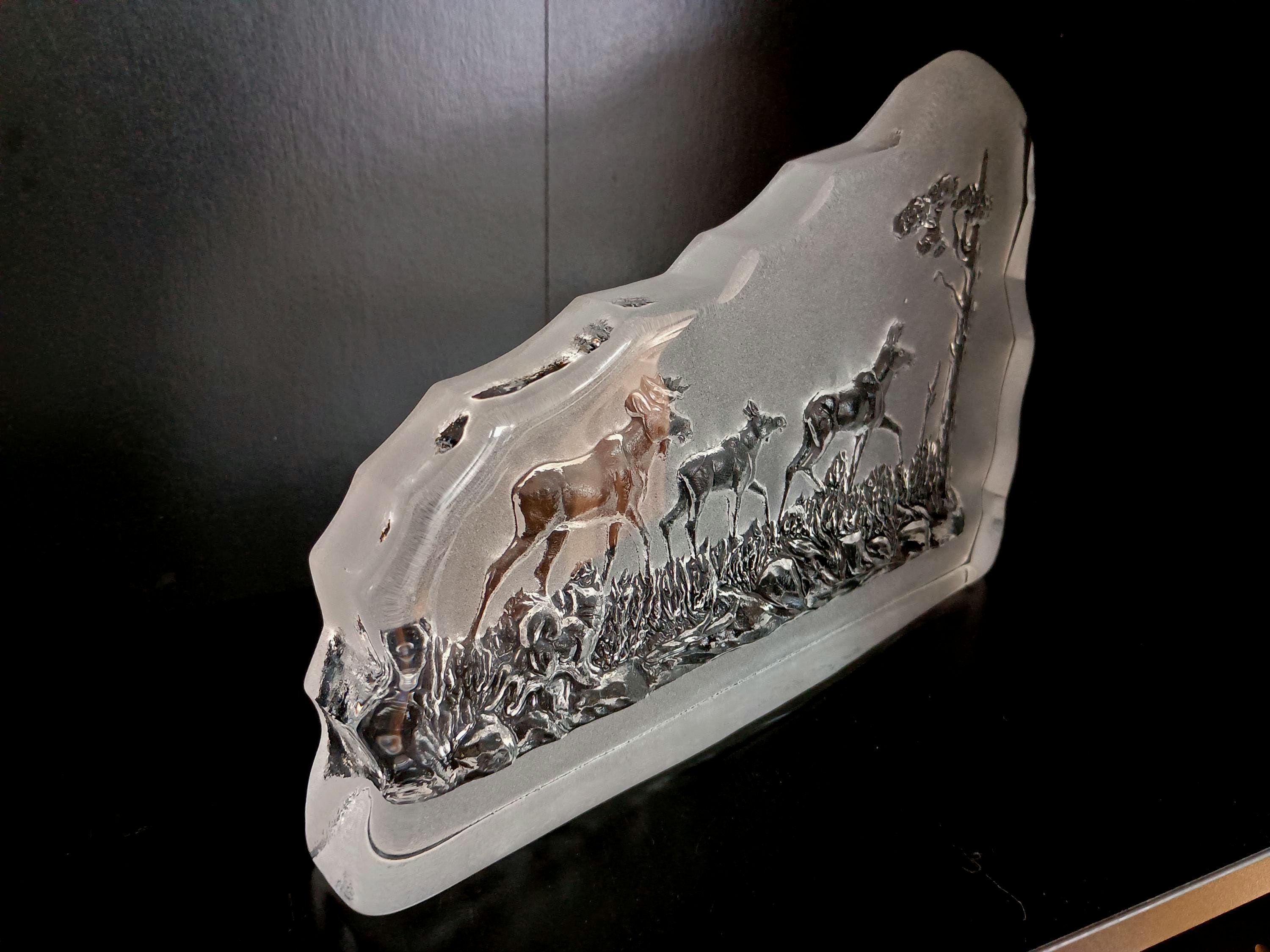 Nybro Glass Moose Block – Elegant Swedish Art Glass Sculpture - Etsy