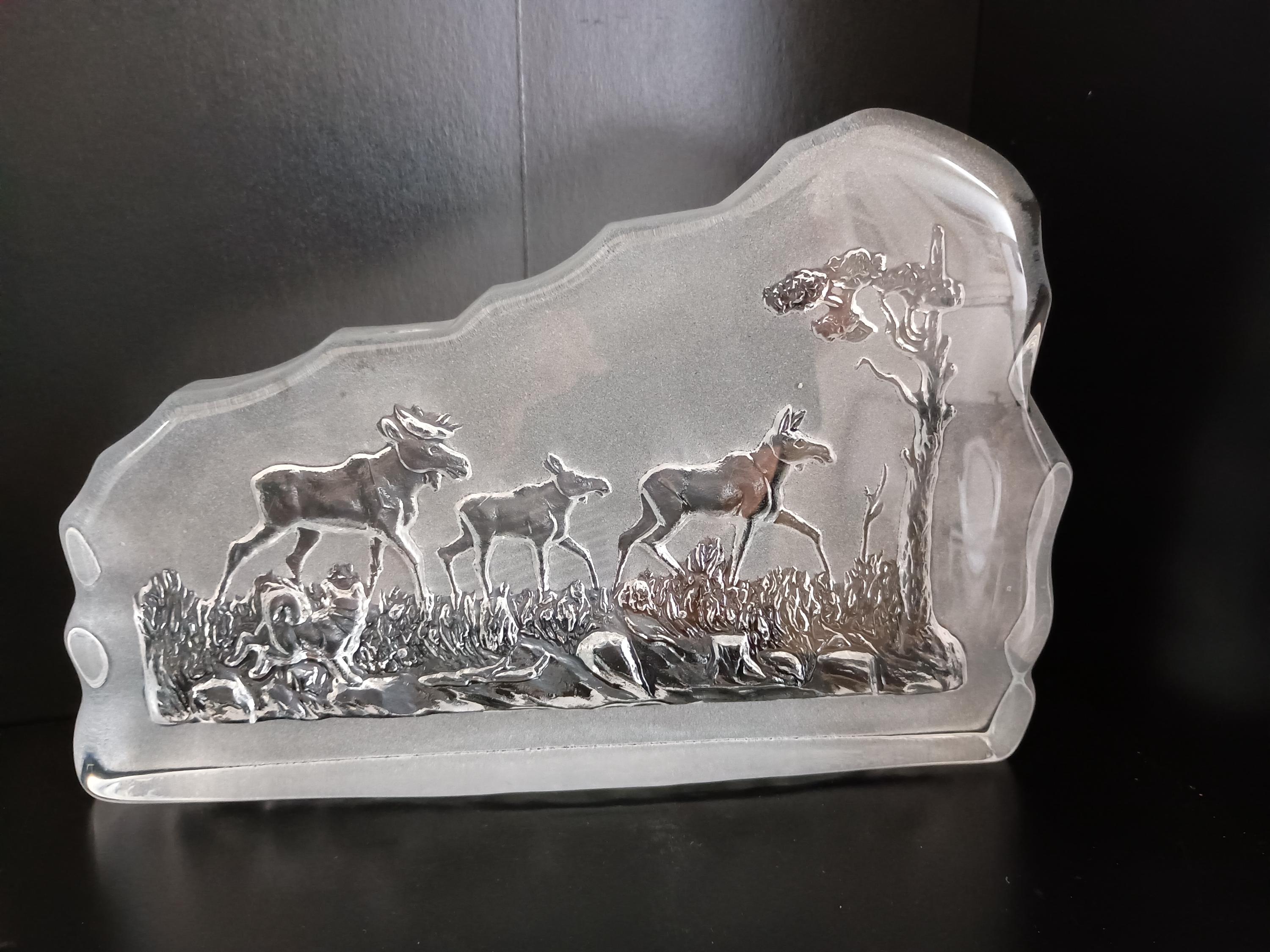 Nybro Glass Moose Block – Elegant Swedish Art Glass Sculpture - Etsy