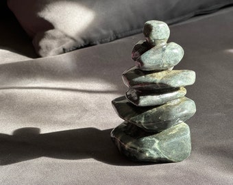 Soapstone Cairn Inukshuk - Hand carved single piece by Canadian carver, Wesley Booker