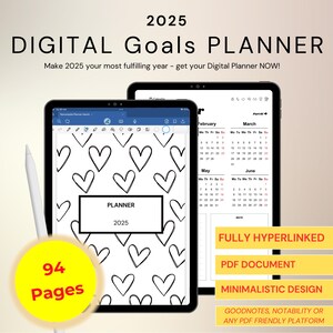2025 Digital GoodNotes Planner, 2025 Digital Planner, Ipad Notability Android Planner, 2025 Dated Digital Planner, Minimalistic,