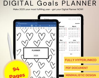2025 Digital GoodNotes Planner, 2025 Digital Planner, Ipad Notability Android Planner, 2025 Dated Digital Planner, Minimalistic,