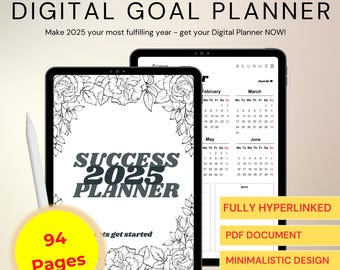 2025 Digital GoodNotes Planner, 2025 Digital Planner, Ipad Notability Android Planner, 2025 Dated Digital Planner, Minimalistic,