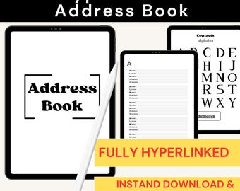 Digital Address Book, Hyperlinked Address Book, Goodnotes, Address Book PDF, Contact List Tracker, Address Organizer, Birthday Tracker