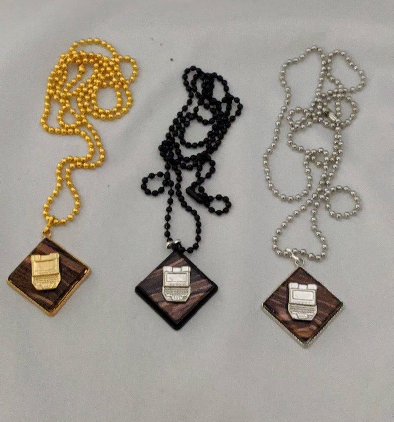 Court Reporter Woodeffect Glass Tile Necklace With Small Exclusive