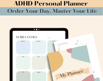 ADHD Planner, life planner, personal planner, ADHD organizer, daily planner, productivity planner, ADHD journal, digital planner