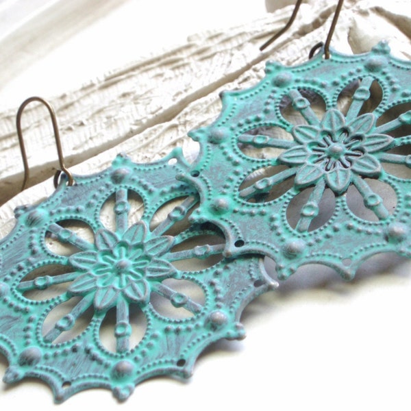 Statement Earrings - Firenze - Painted Verdigris Earrings