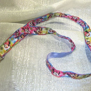 DISNEY MINNIE MOUSE Handmade Grosgrain and Satin Ribbon Lanyard/Keychain/Badge Holder w/Metal Charm...choose style