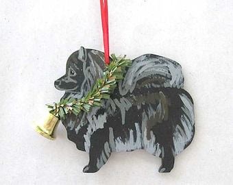 Hand-Painted POMERANIAN BLACK Wood Christmas Tree Ornament Artist Original...choose style