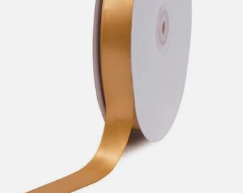 Craft Supply Satin Old Gold Single Face Ribbon 7/8" wide 25 yards on Spool