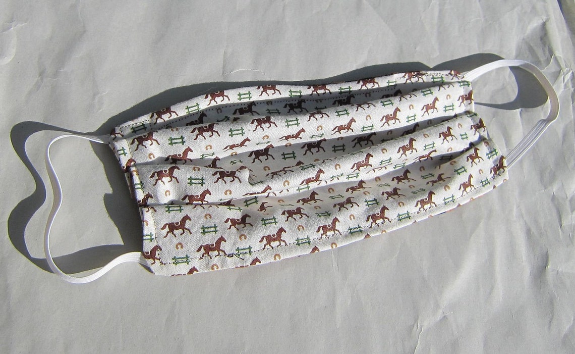 Reusable Face Mask HORSES BREEDS on Pale Green Face Mask Etsy